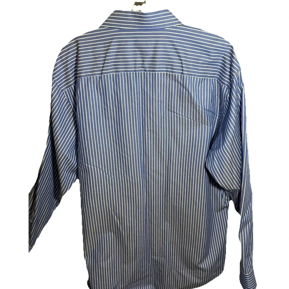 Mens XL‎ Striped Dress Shirt Blue White Banana Republic Long Sleeve Cotton